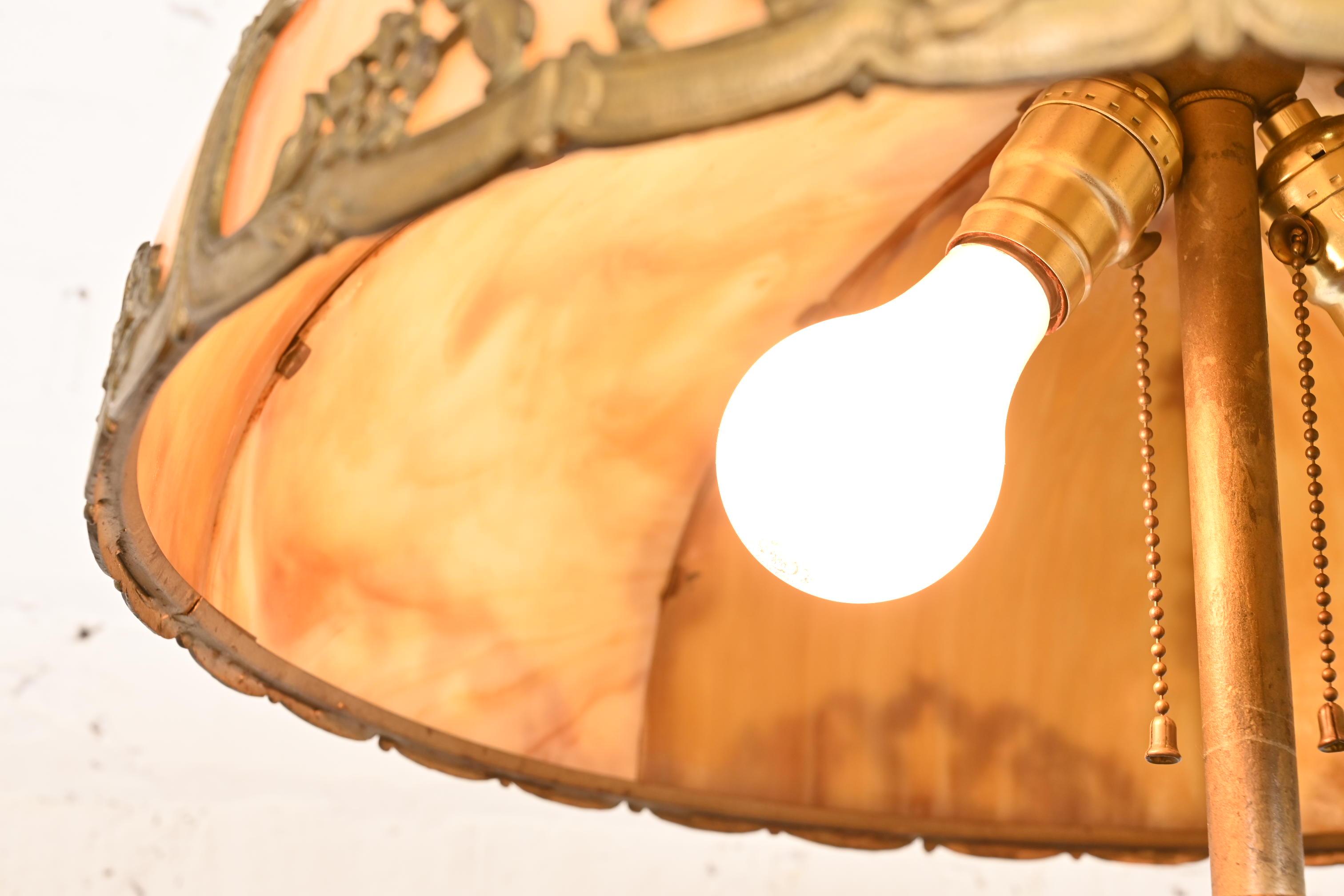Ancienne lampe de bureau Art Nouveau en verre delag à la manière de Handel, vers 1920 en vente 2