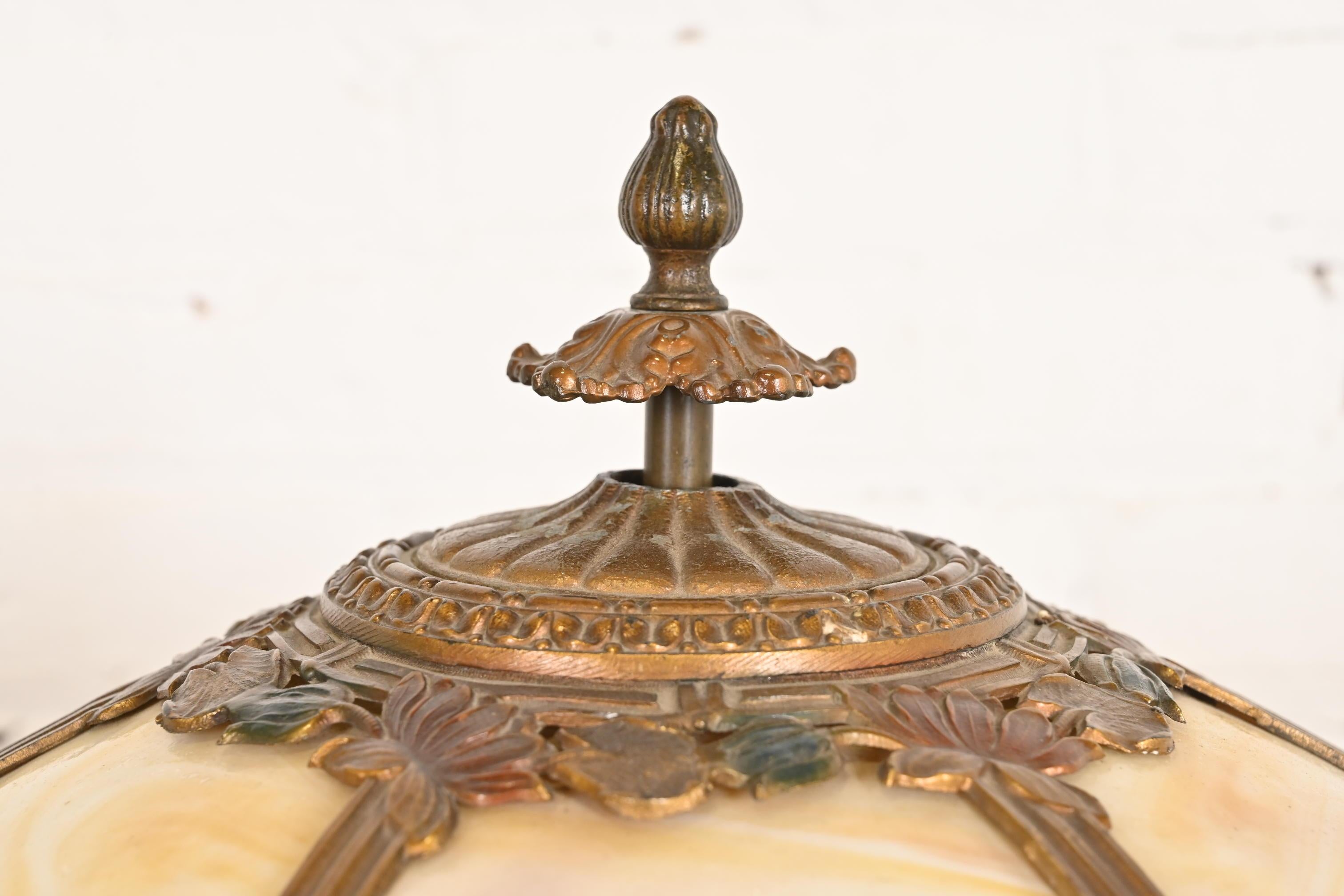 Ancienne lampe de bureau Art Nouveau en verre delag à la manière de Handel, vers 1920 en vente 2