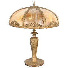 Lampada da tavolo in vetro scoria Art Nouveau alla maniera di Handel, CIRCA 1920