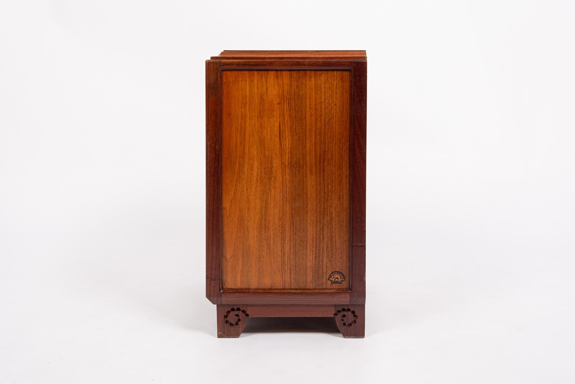 Antique Art Nouveau Small Wooden Cabinet by Majorelle, France, Signed In Good Condition For Sale In Detroit, MI