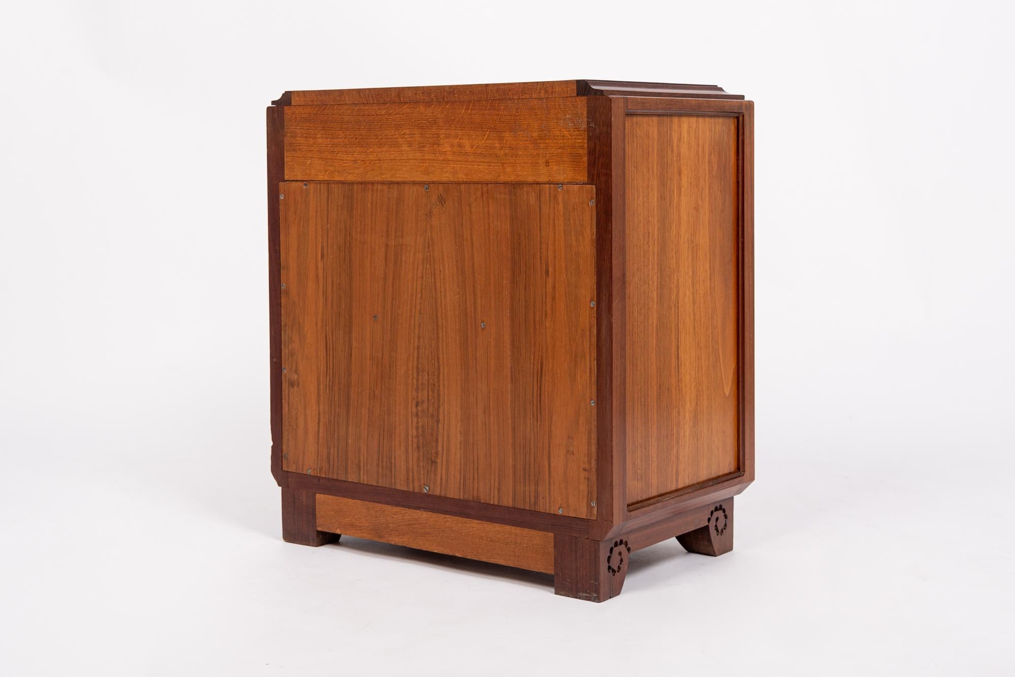 Early 20th Century Antique Art Nouveau Small Wooden Cabinet by Majorelle, France, Signed For Sale