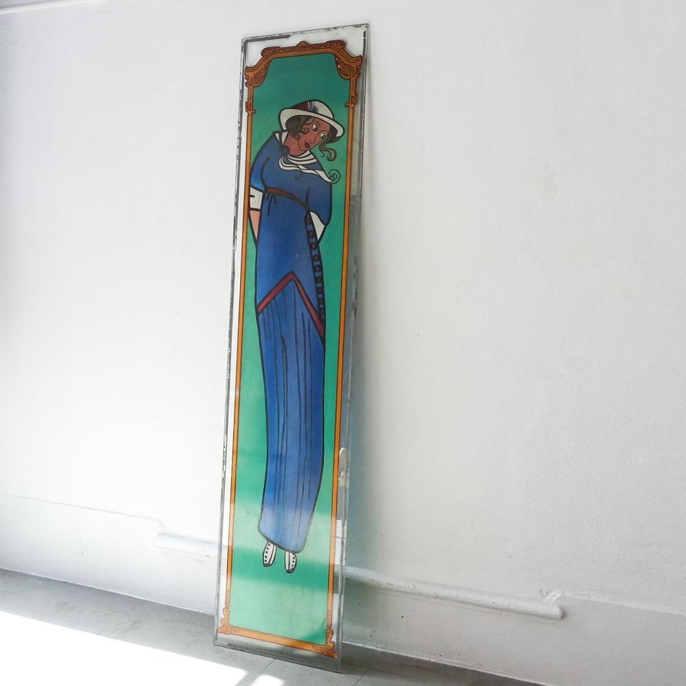 Antikes Jugendstil-Fensterglas im Jugendstil von Covina, 1930er Jahre im Angebot 1