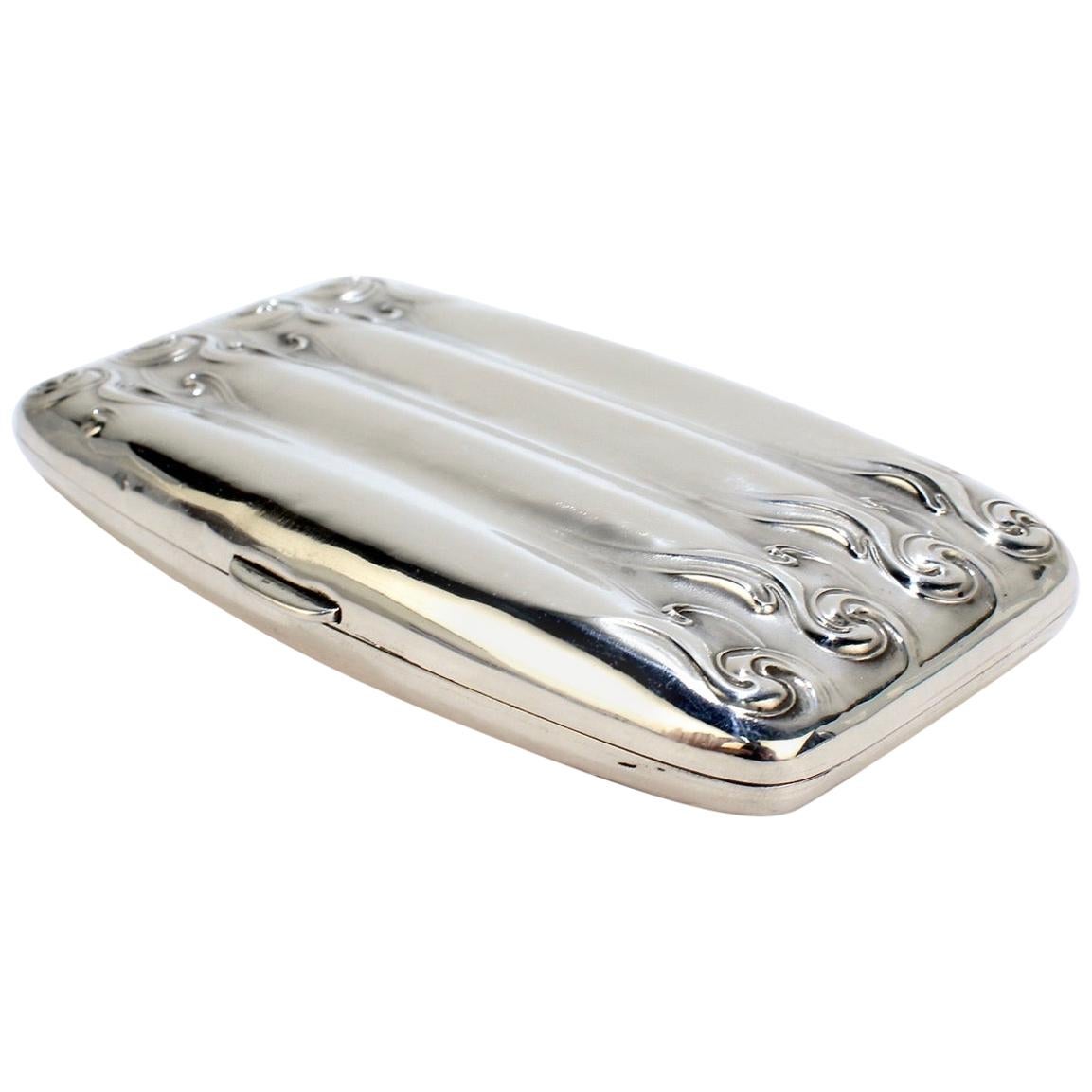 Antique Art Nouveau Sterling Silver Cigar Case by Unger Brothers For Sale