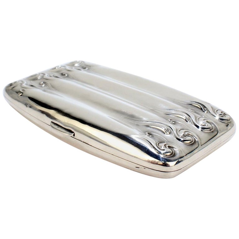 Antique Art Nouveau Sterling Silver Cigar Case by Unger Brothers For