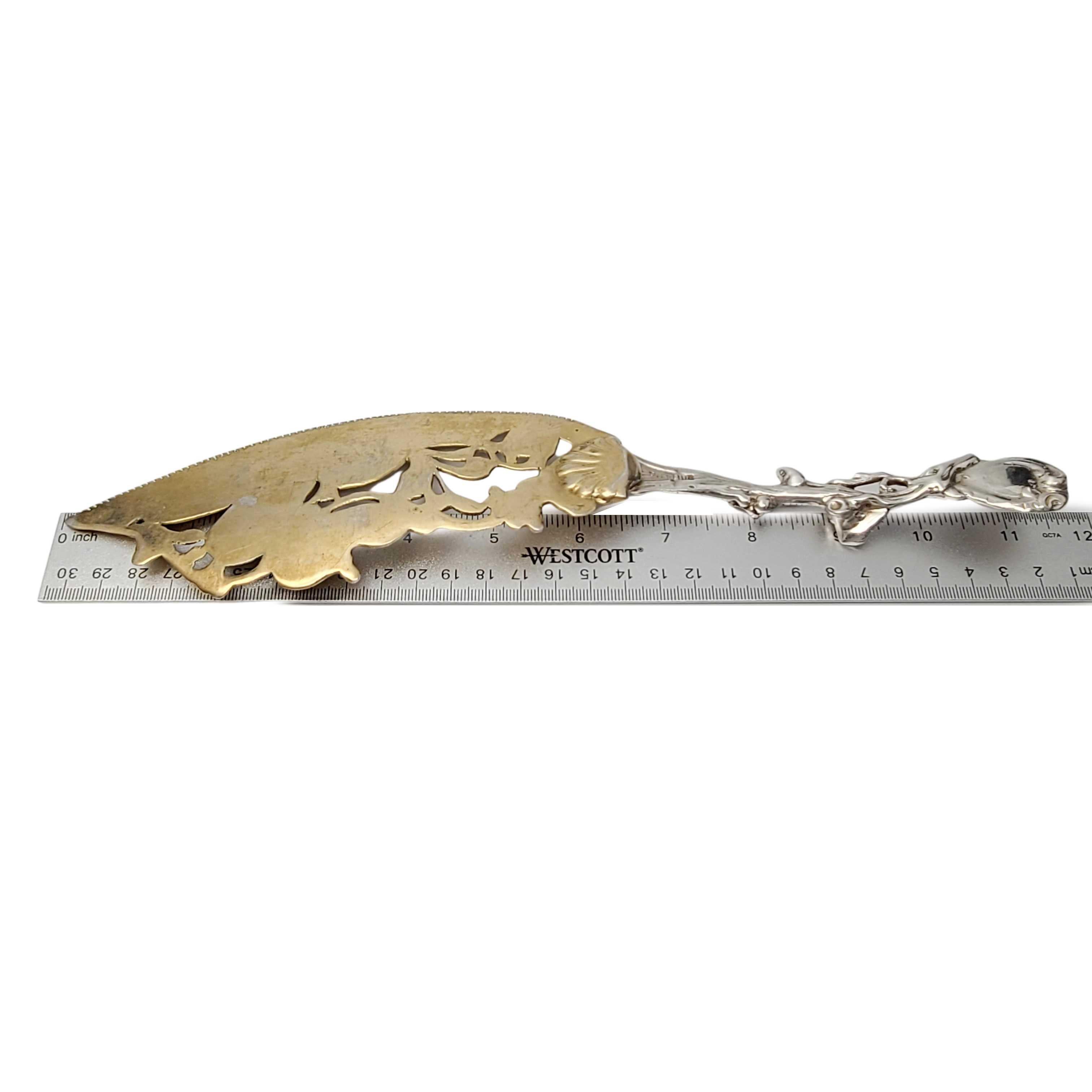 Antique Art Nouveau Sterling Silver Fish Server with Gold Wash Blade For Sale 4