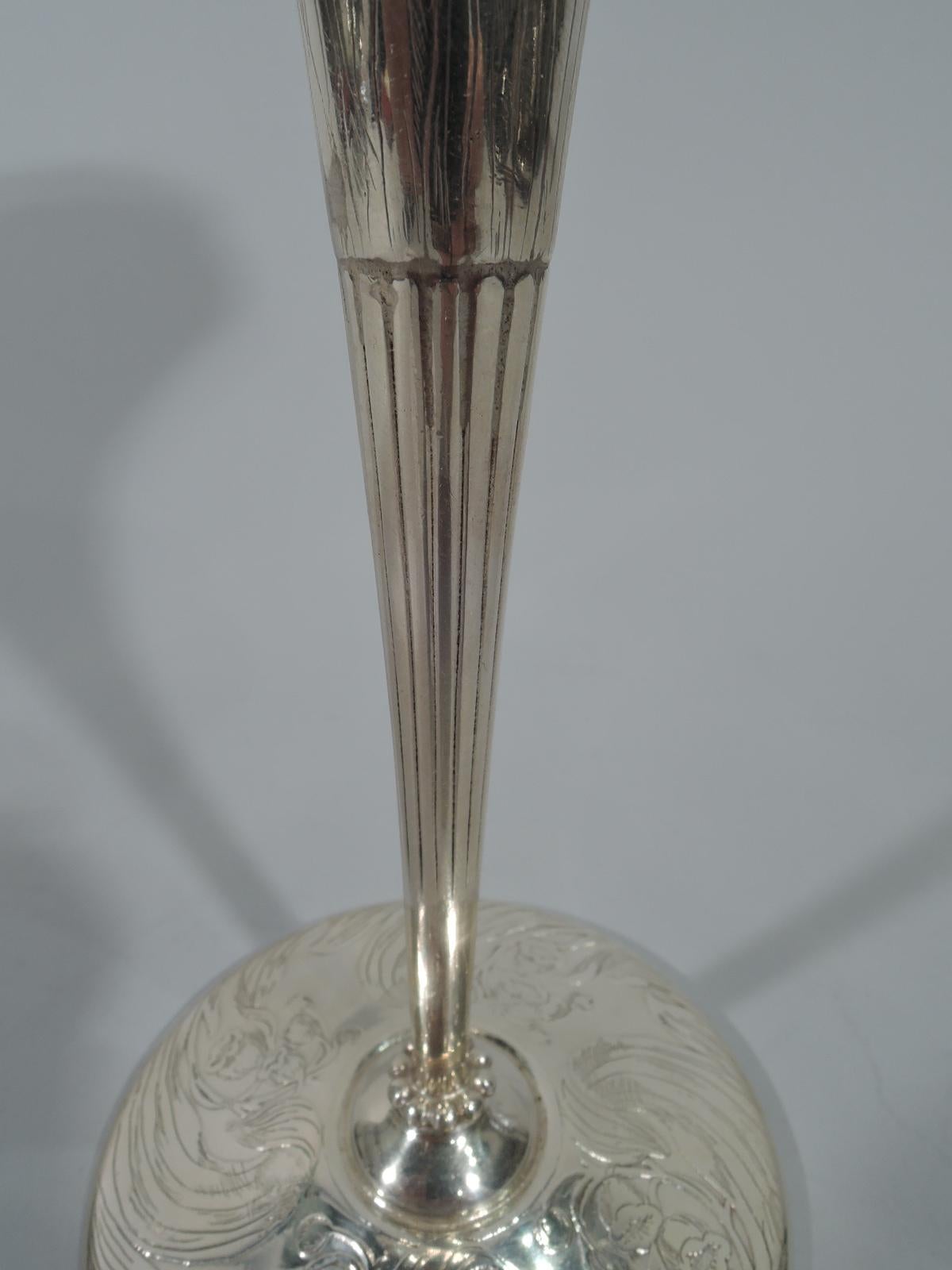 20th Century Antique Art Nouveau Sterling Silver Fluted Cone Vase by Tiffany