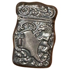 Antique Art Nouveau Sterling Silver Griffin Vesta / Match Safe, circa 1900