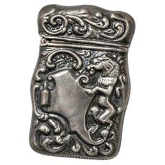 Antique Art Nouveau Sterling Silver Griffin Vesta / Match Safe, circa 1900
