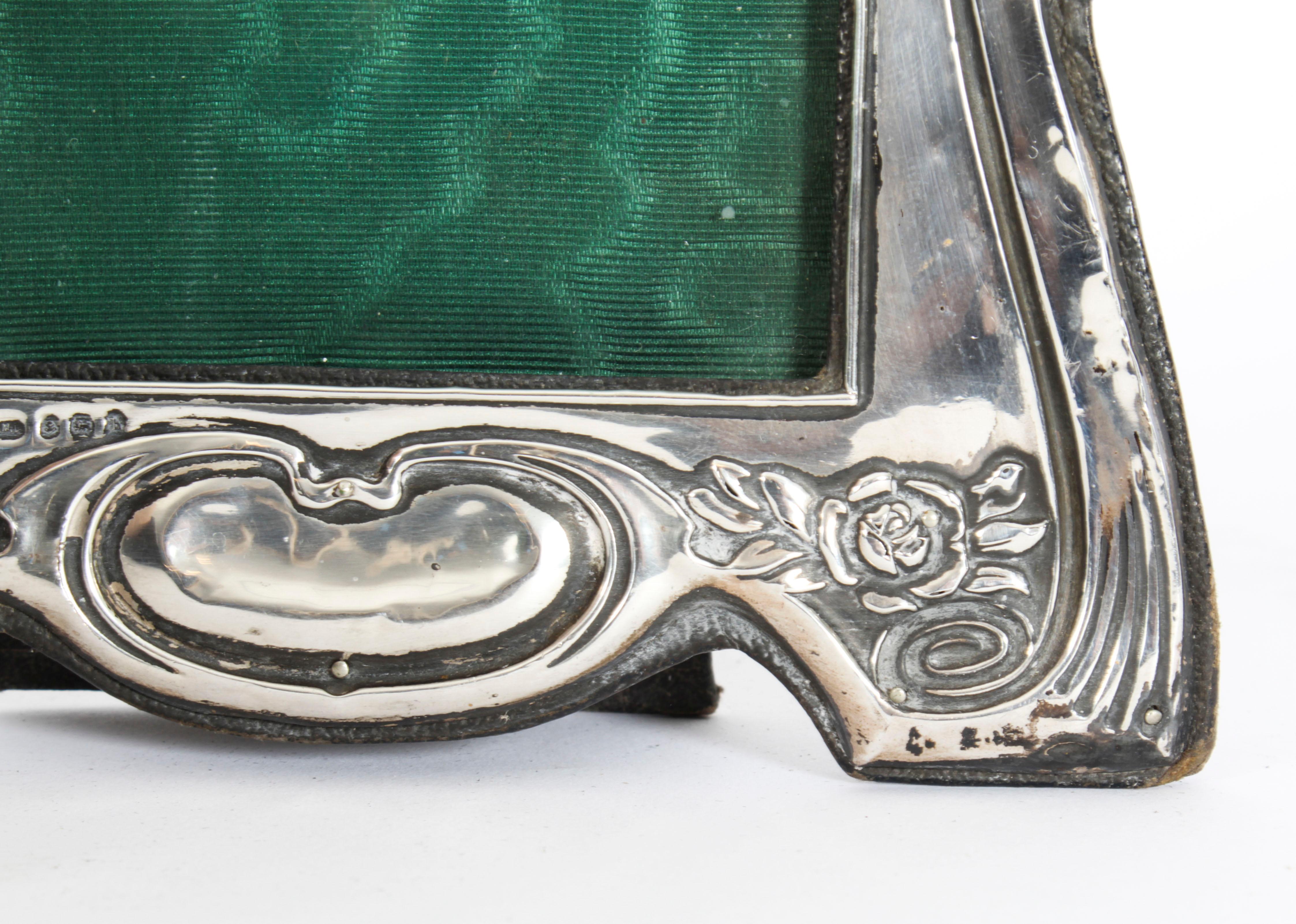 Antique Art Nouveau Sterling Silver Photo Frame Dated 1907 22x16cm 4