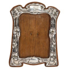 Used Art Nouveau Sterling Silver Photo Frame Dated 20th Century