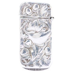 Antique Art Nouveau Sterling Silver Vesta Case By Gorham Manufacturing Company