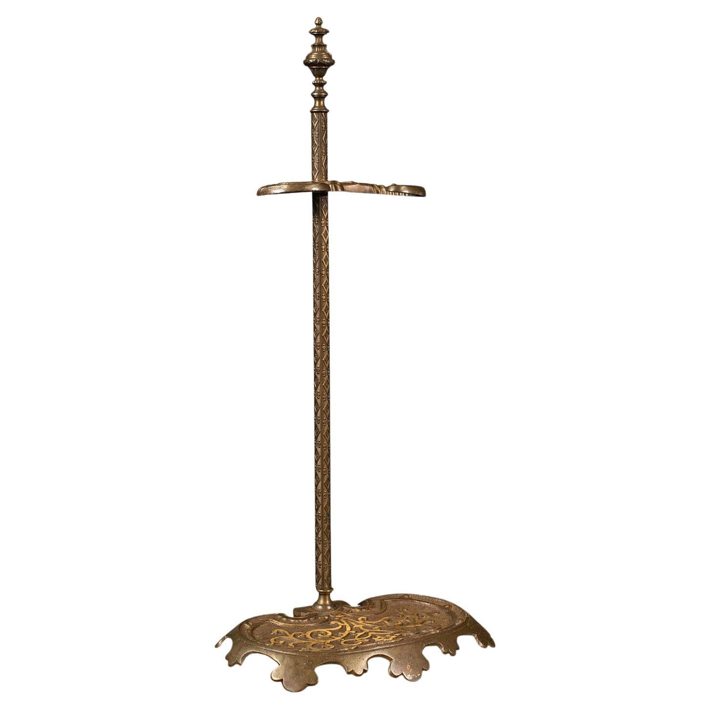 Antique Art Nouveau Stick Stand, French, Brass, Hall, Umbrella Rack, Victorian For Sale