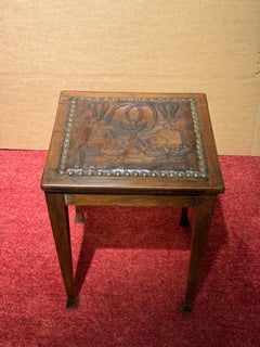 Antique Art Nouveau stool leather seat