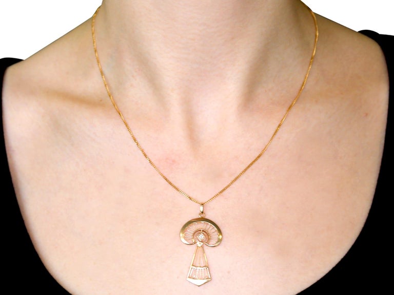 Antique Art Nouveau Style Diamond and Yellow Gold Pendant For Sale at ...
