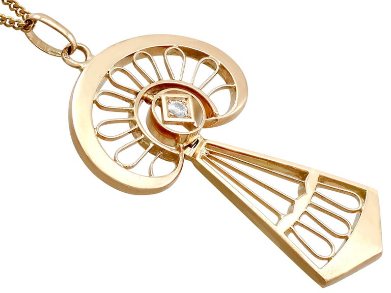 Antique Art Nouveau Style Diamond and Yellow Gold Pendant For Sale at ...