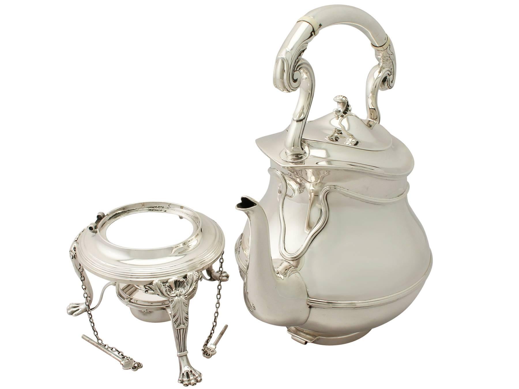 Early 20th Century Antique Art Nouveau Style Sterling Silver Five-Piece Tea and Coffee Service