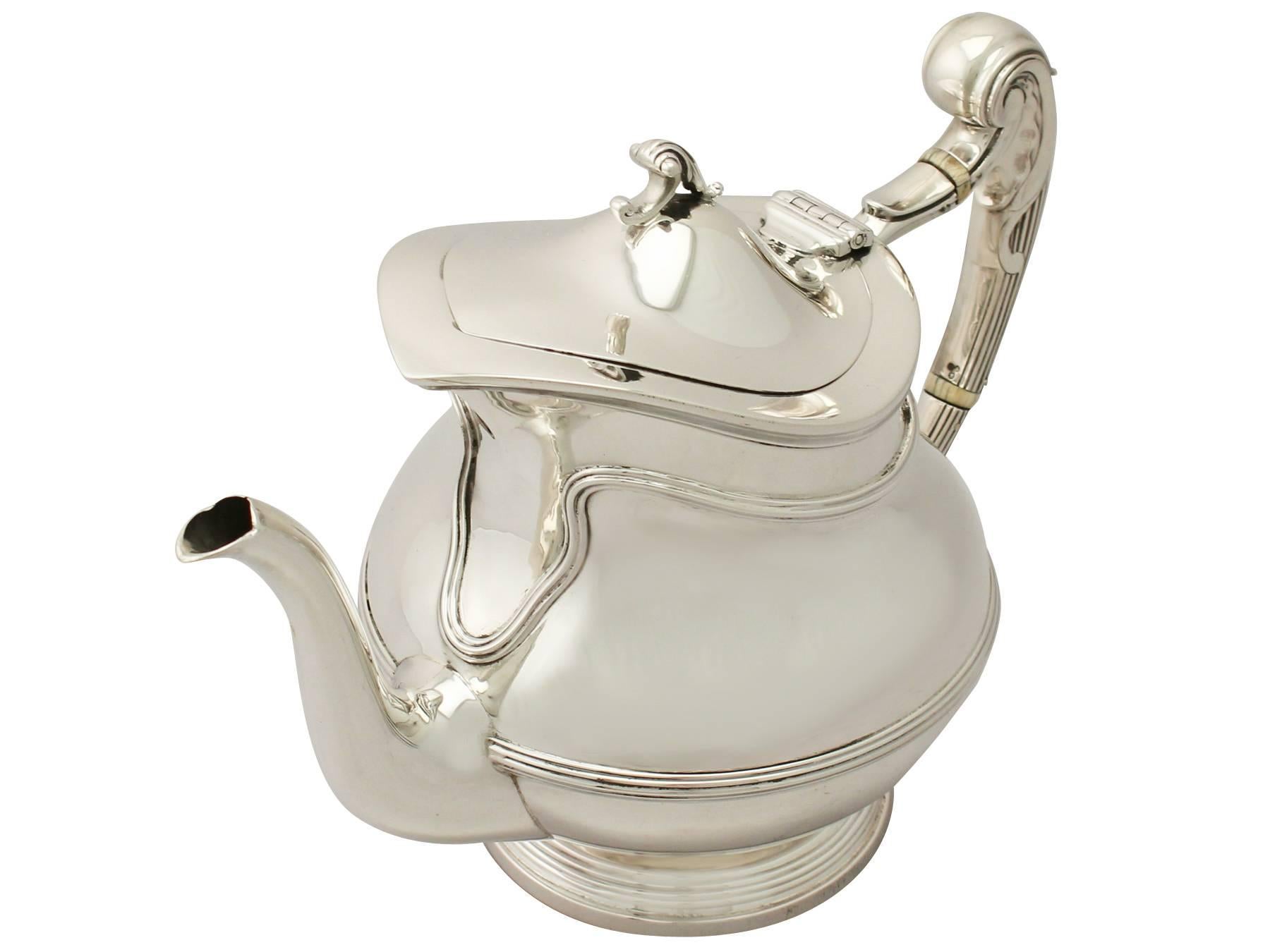 Antique Art Nouveau Style Sterling Silver Five-Piece Tea and Coffee Service 1