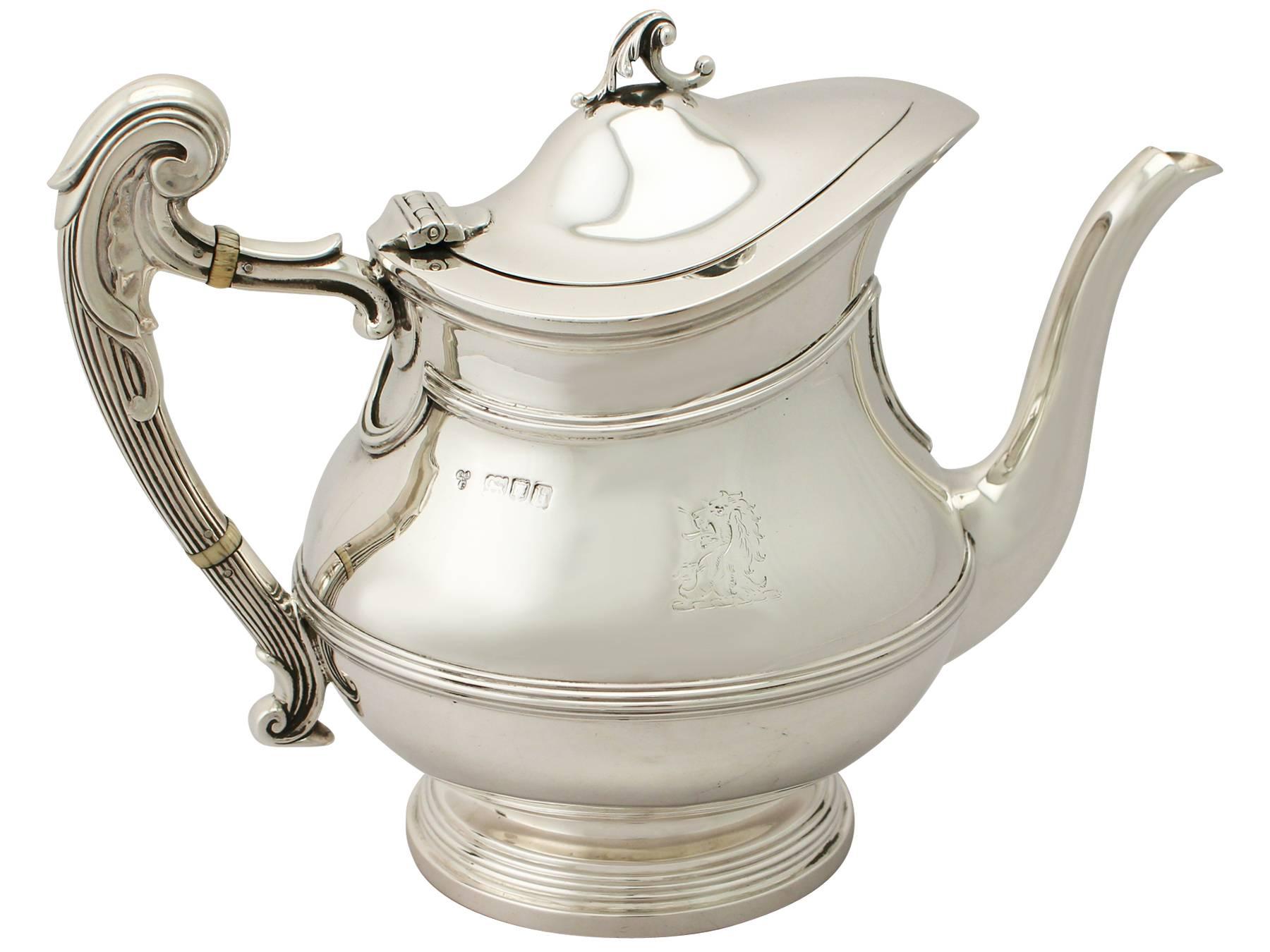 Antique Art Nouveau Style Sterling Silver Five-Piece Tea and Coffee Service 2