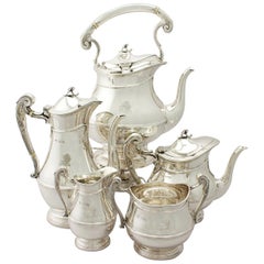 Antique Art Nouveau Style Sterling Silver Five-Piece Tea and Coffee Service