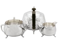 Antique Art Nouveau Style Sterling Silver Three-Piece Tea Service