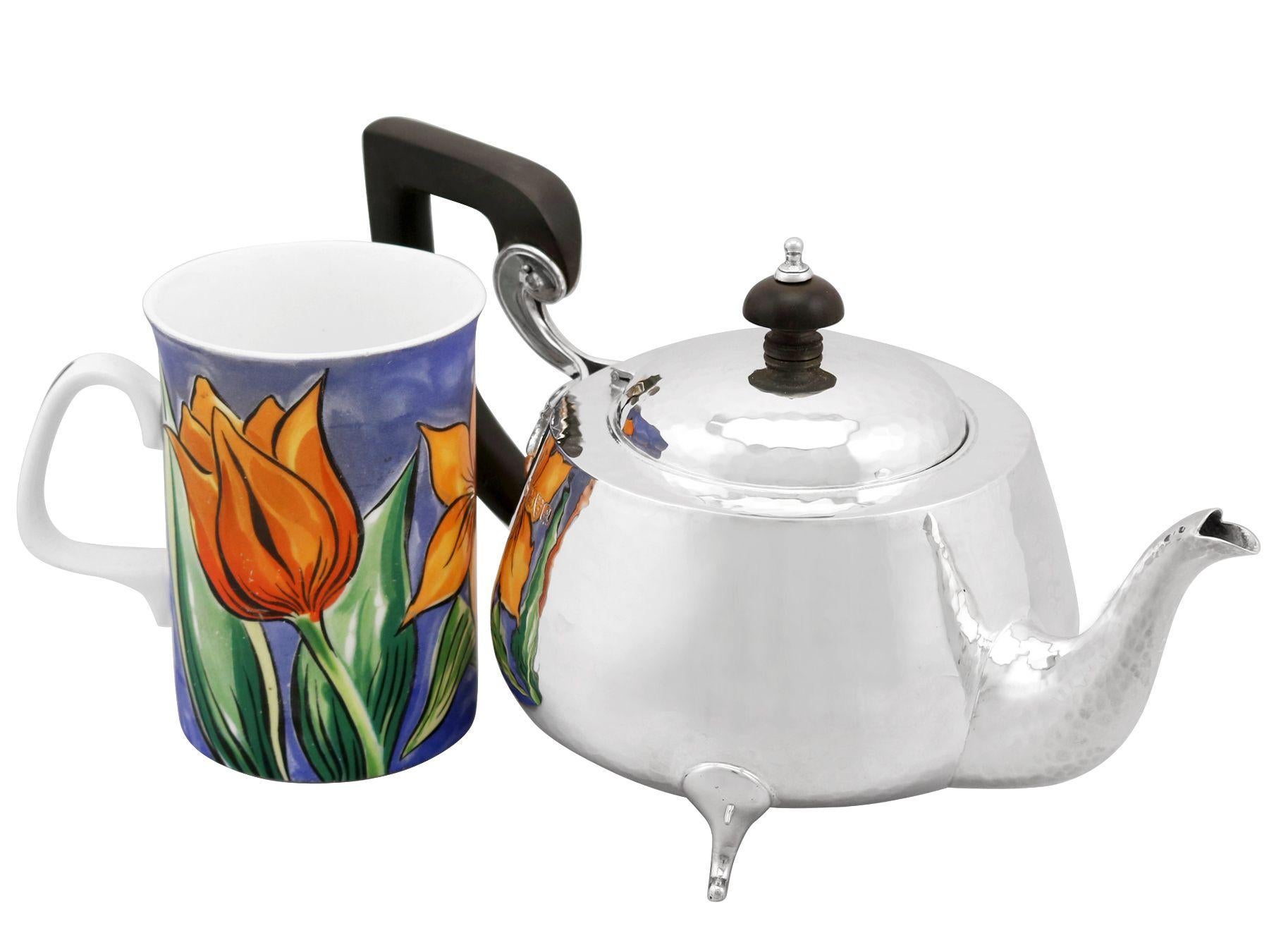 English Antique Art Nouveau Style Sterling Silver Three-Piece Tea Service For Sale