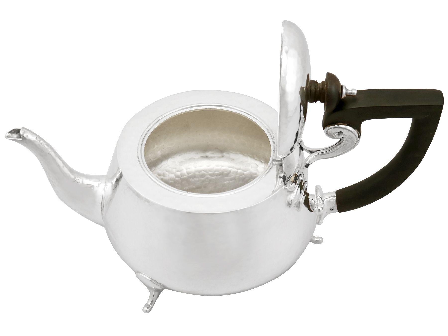 Antique Art Nouveau Style Sterling Silver Three-Piece Tea Service For Sale 1