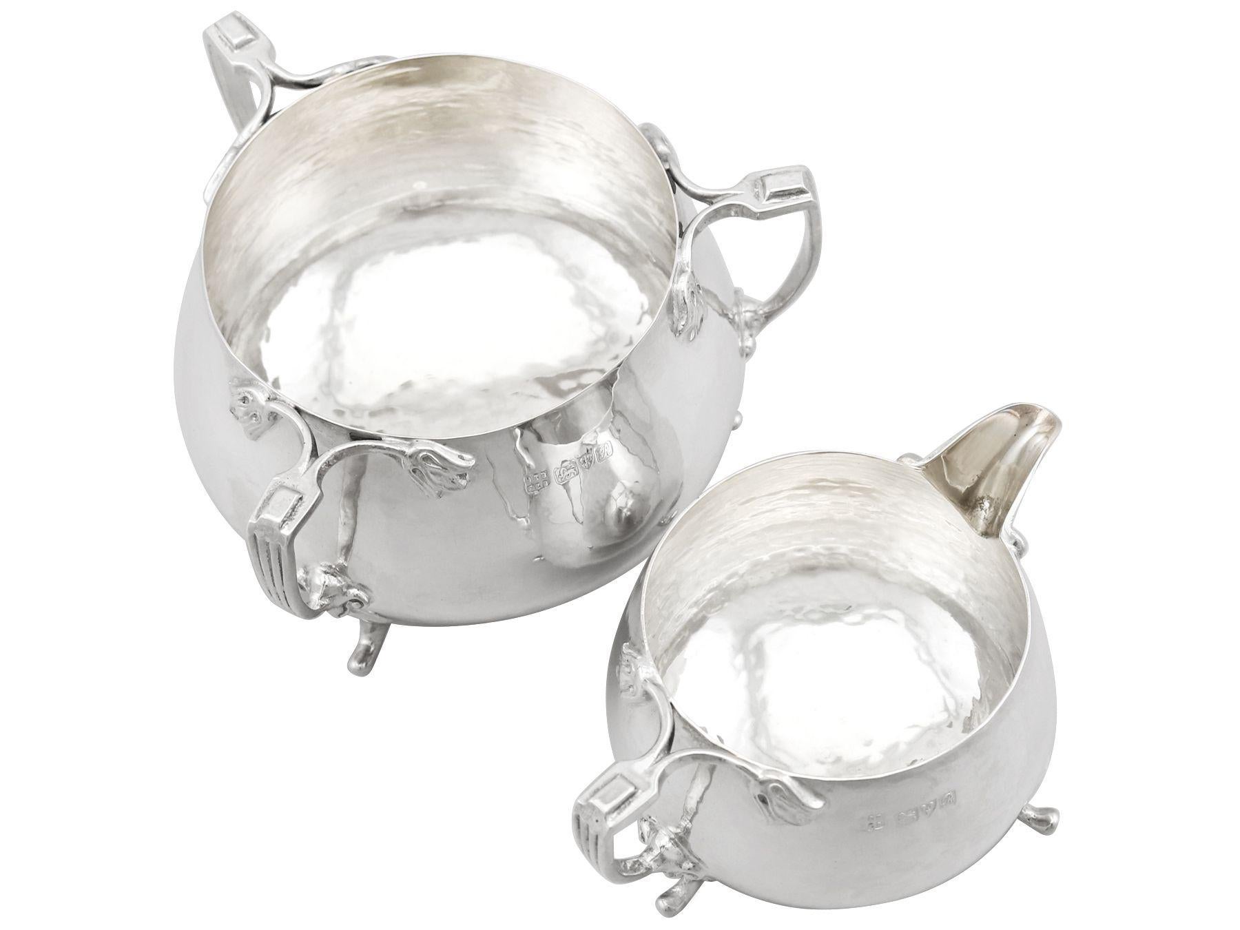 Antique Art Nouveau Style Sterling Silver Three-Piece Tea Service For Sale 4