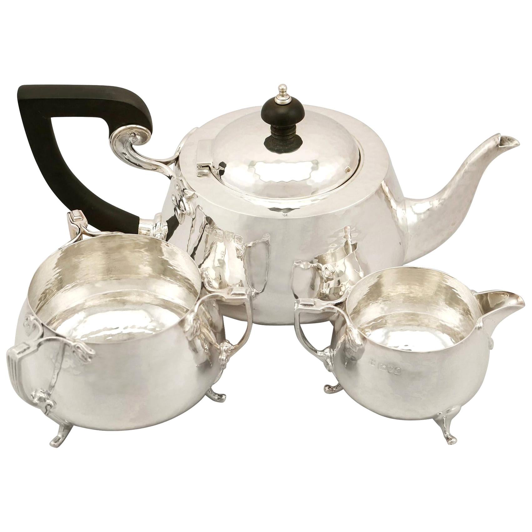 Antique Art Nouveau Style Sterling Silver Three-Piece Tea Service