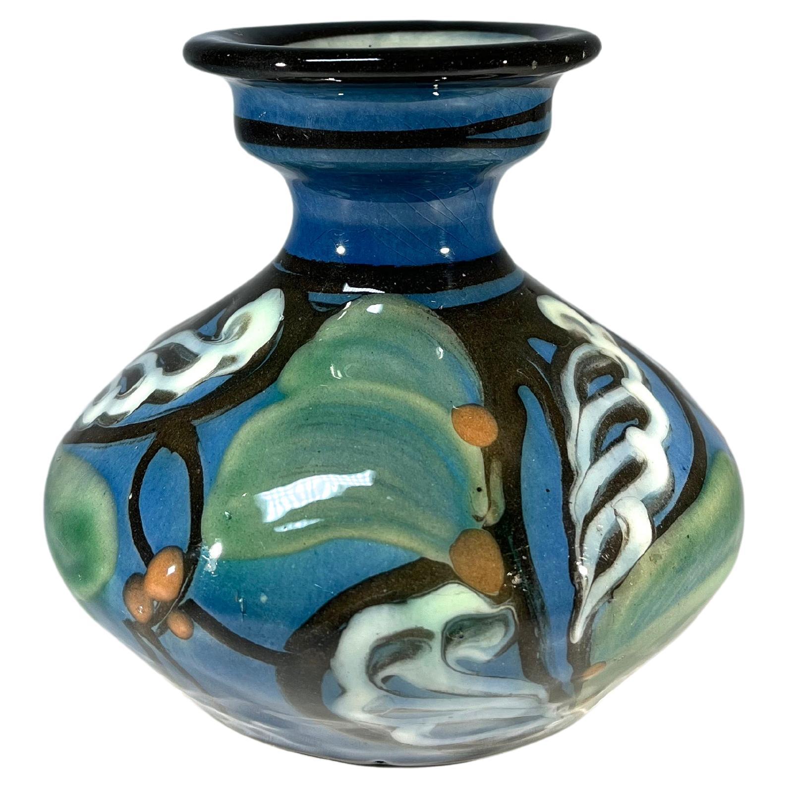 Antique Art Nouveau Stylised Ceramic Vase By Horsens Danico, Denmark c1920 For Sale
