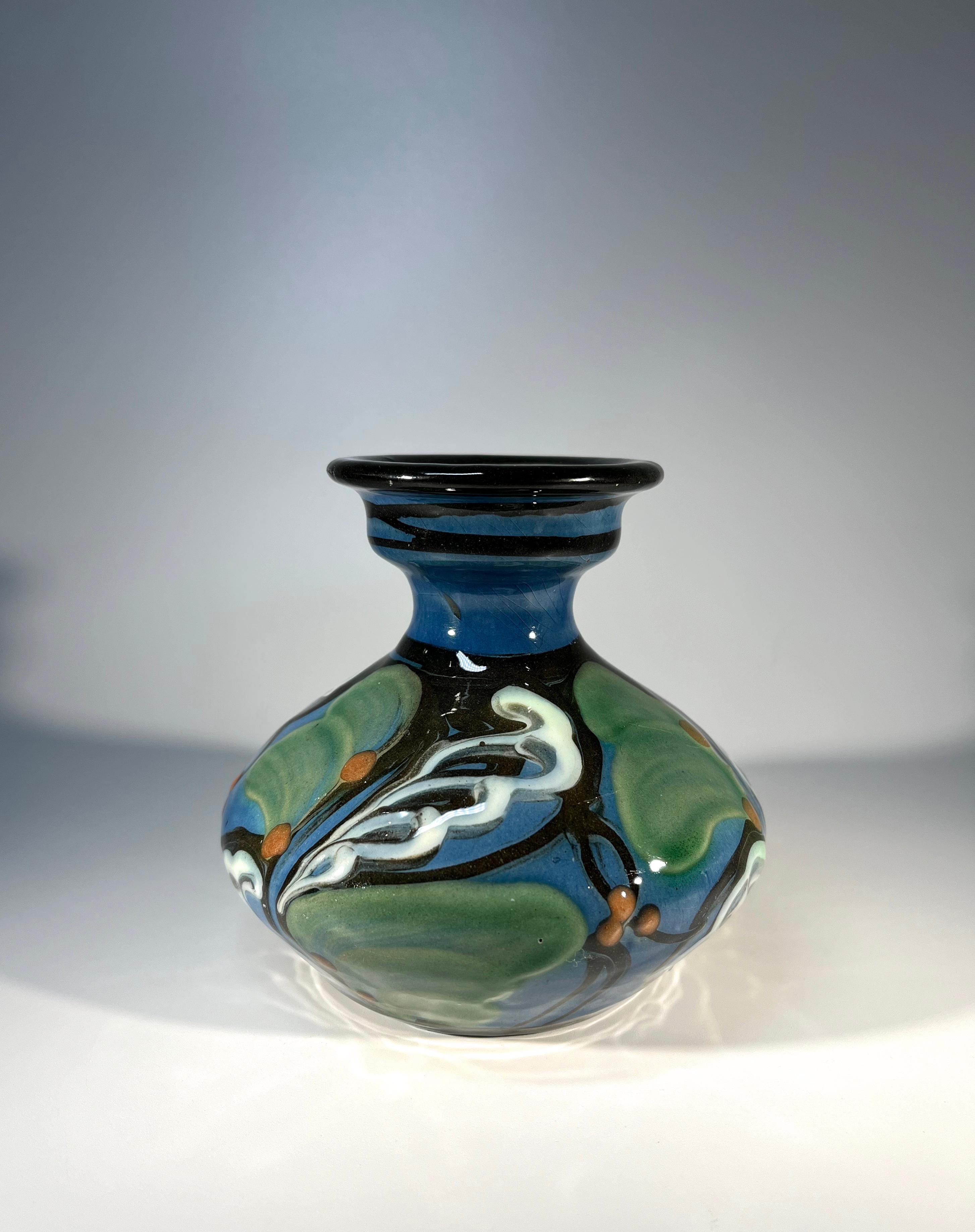 Danish Antique Art Nouveau Stylised Ceramic Vase By Horsens Danico, Denmark c1920 For Sale