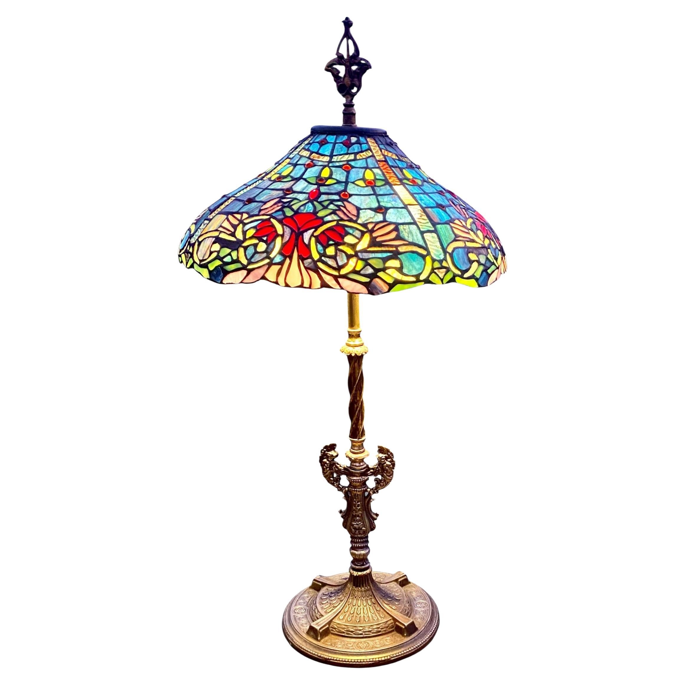 Antique Art Nouveau Table Lamp by Duffner & Kimberly, 1909
