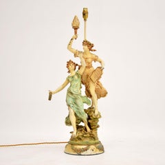 Antique Art Nouveau Table Lamp by L & F Moreau