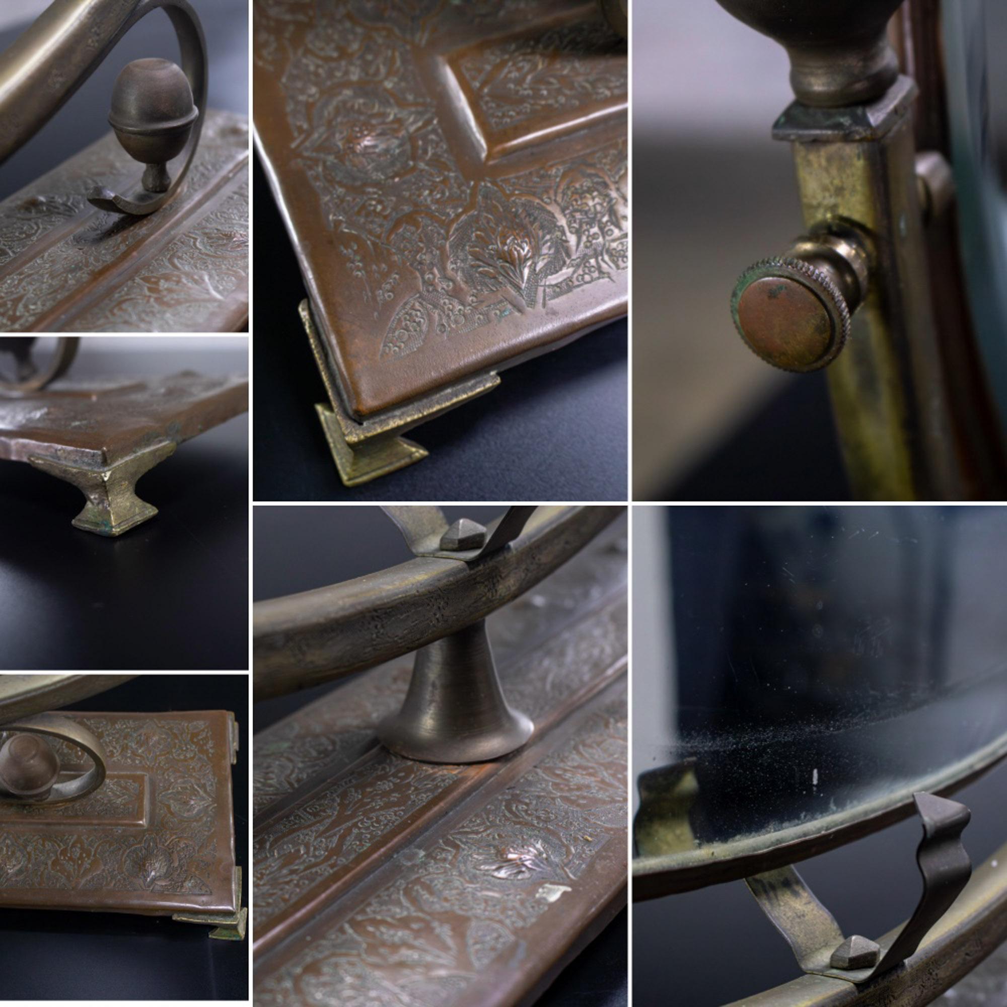 Antiguo tocador Art Nouveau de sobremesa Espejo biselado ovalado c/soportes para velas en venta 7