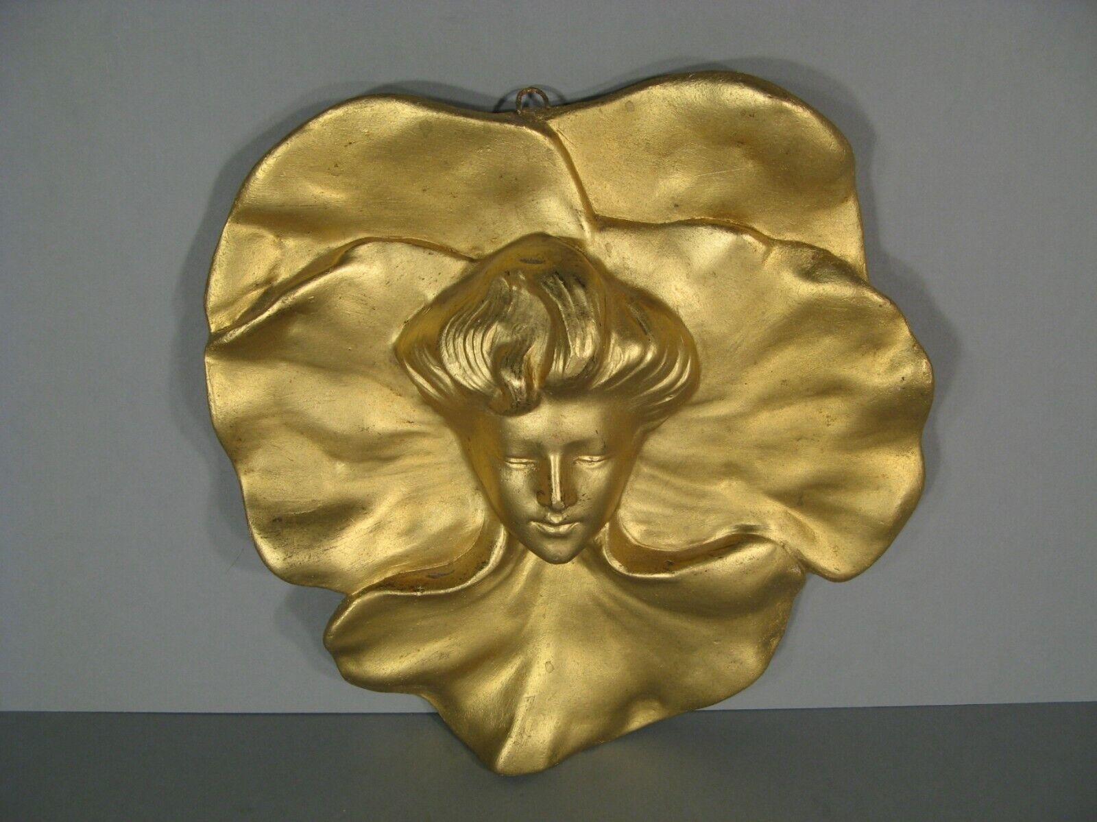French Antique Art Nouveau Terracotta Bas-Relief Mask of a Woman (c. 1900) - 1Y192