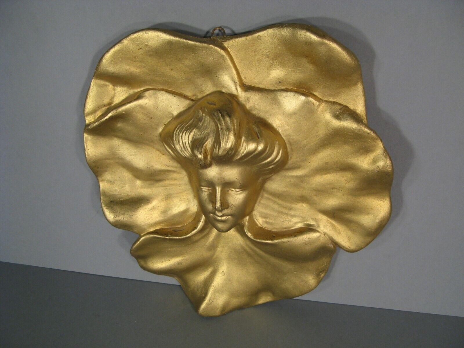 Antique Art Nouveau Terracotta Bas-Relief Mask of a Woman (c. 1900) - 1Y192 1