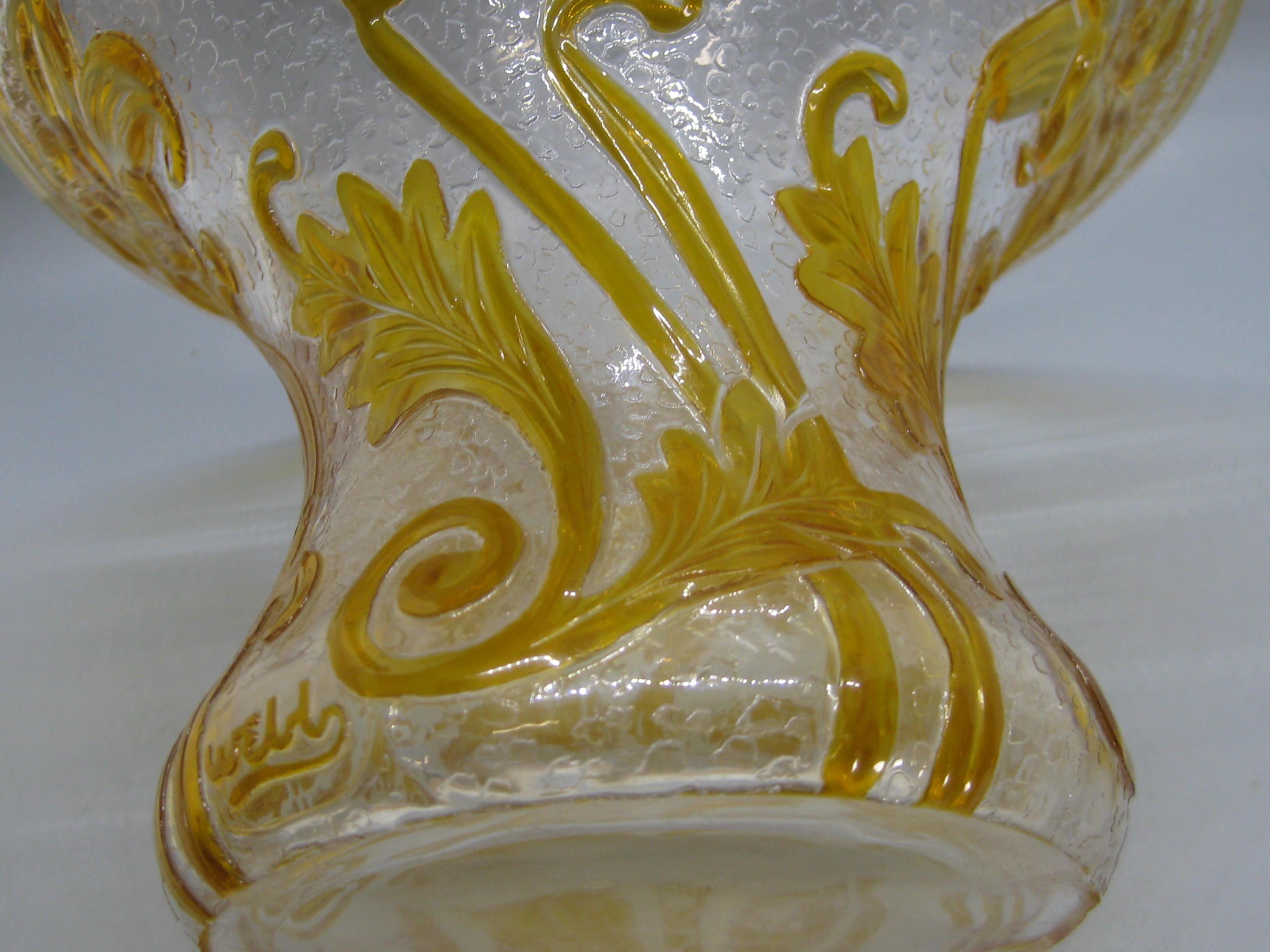 Antike Art Nouveau Thomas Webb Fleur Lily Blume Cameo Kunst Glasvase signiert! im Angebot 5