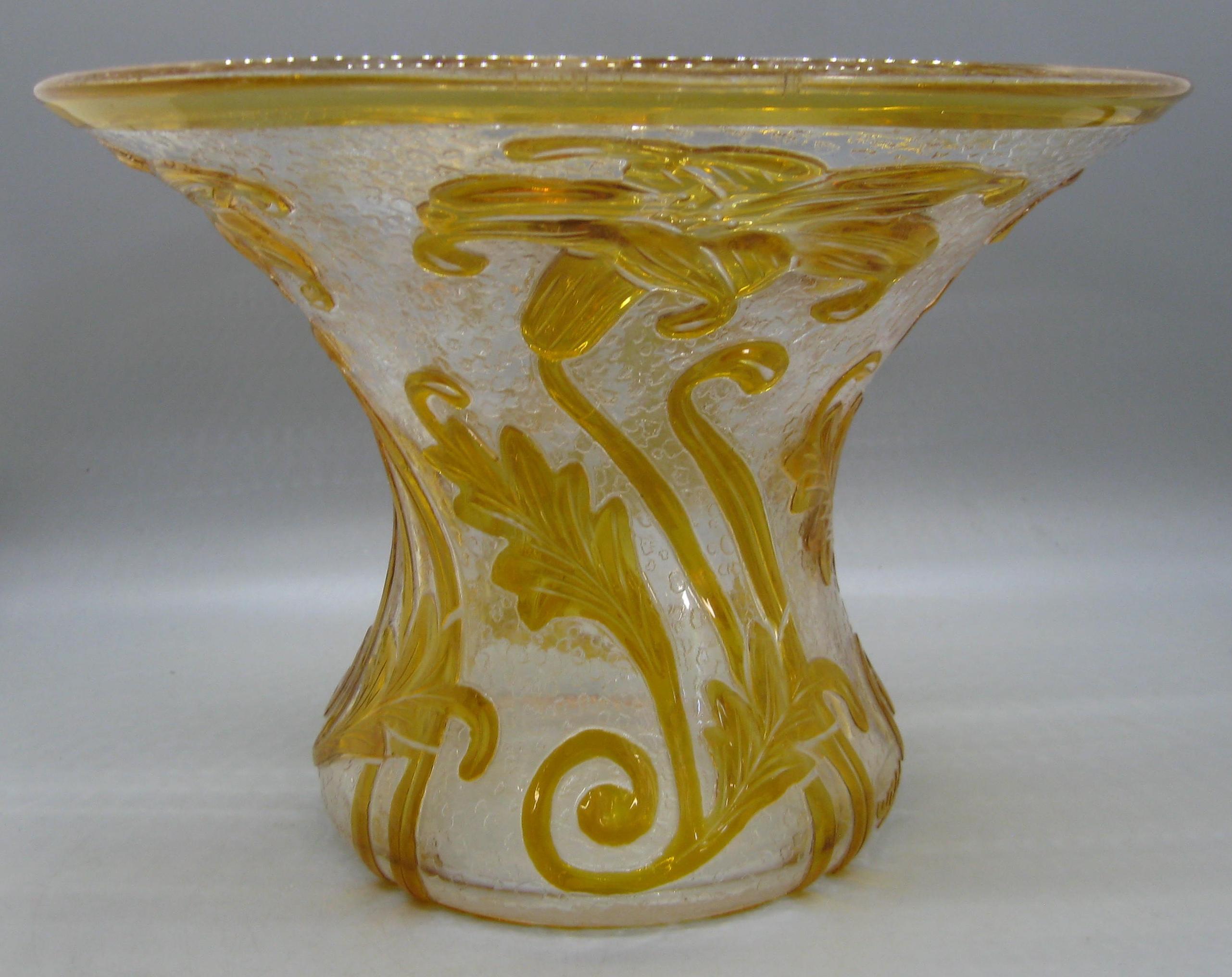 Hand-Crafted Antique Art Nouveau Thomas Webb Fleur Lily Flower Cameo Art Glass Vase Signed! For Sale