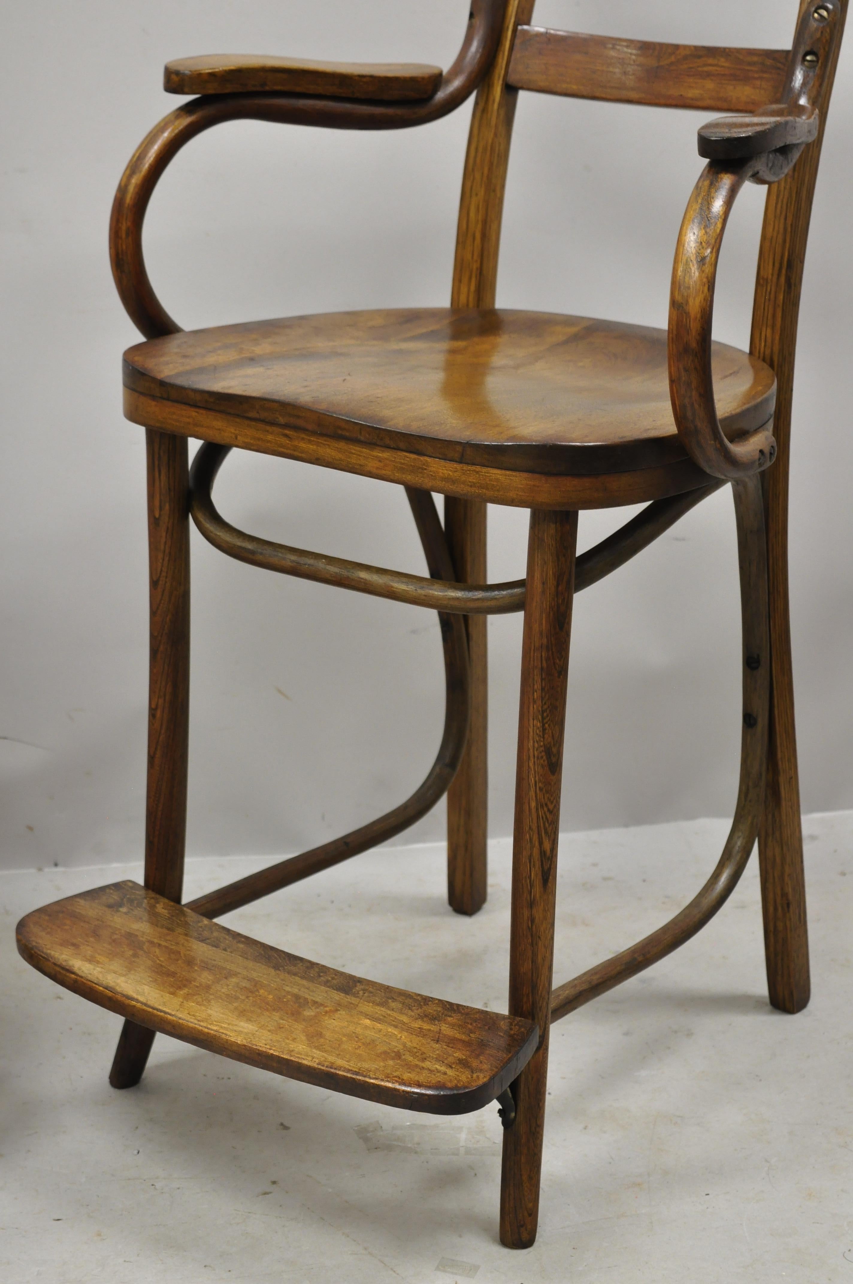 Antique Art Nouveau Thonet Style Austrian Bentwood Counter Stool Chairs, a Pair 2