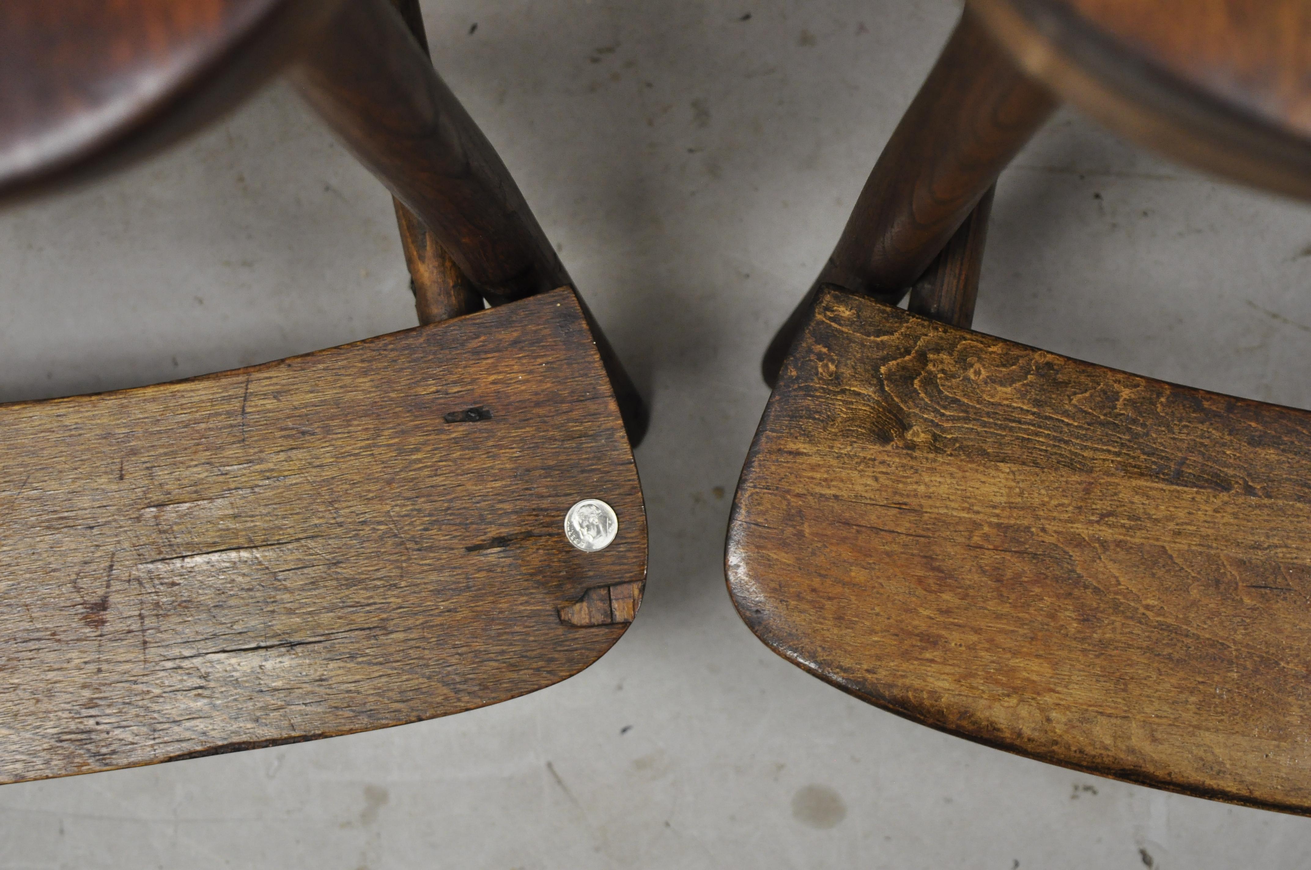 20th Century Antique Art Nouveau Thonet Style Austrian Bentwood Counter Stool Chairs, a Pair