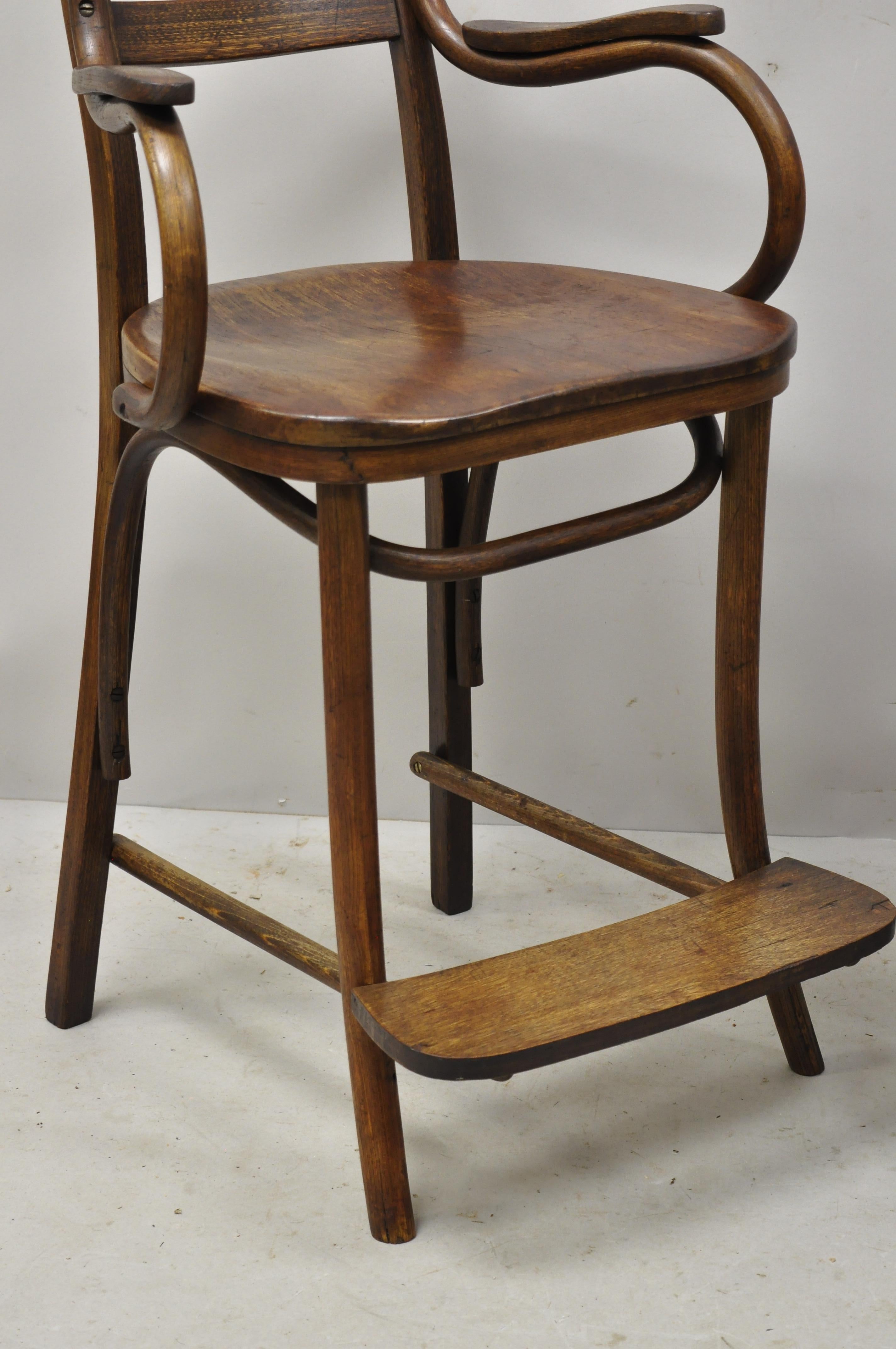 Antique Art Nouveau Thonet Style Austrian Bentwood Counter Stool Chairs, a Pair 1