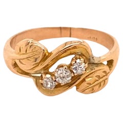 Antiker Jugendstil-Ring aus 18 Karat Gold mit drei Diamanten
