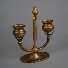 Antiker Jugendstil Tiffany Studios Doré Bronze Kerzenständer, um 1890