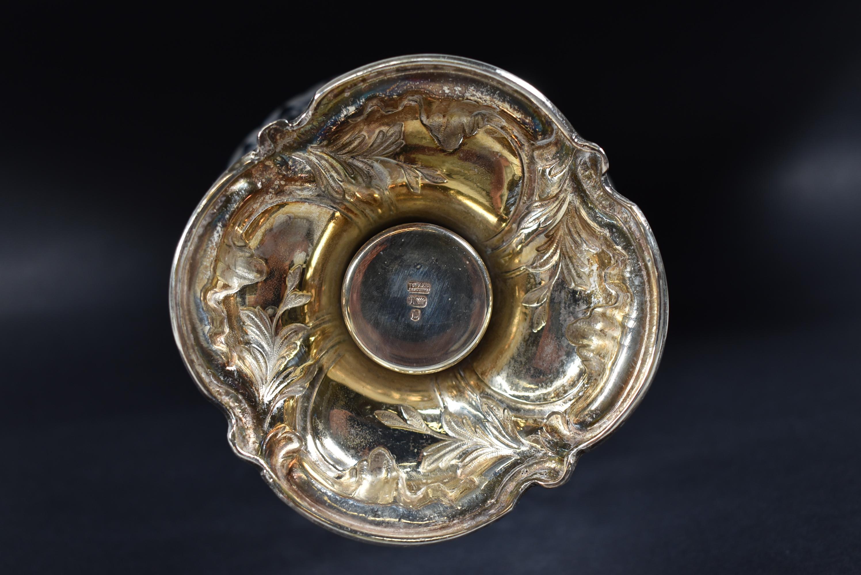 Edwardian Antique Art Nouveau Topazio Silver Plate and Cut Glass Pitcher Caraffe Claret For Sale