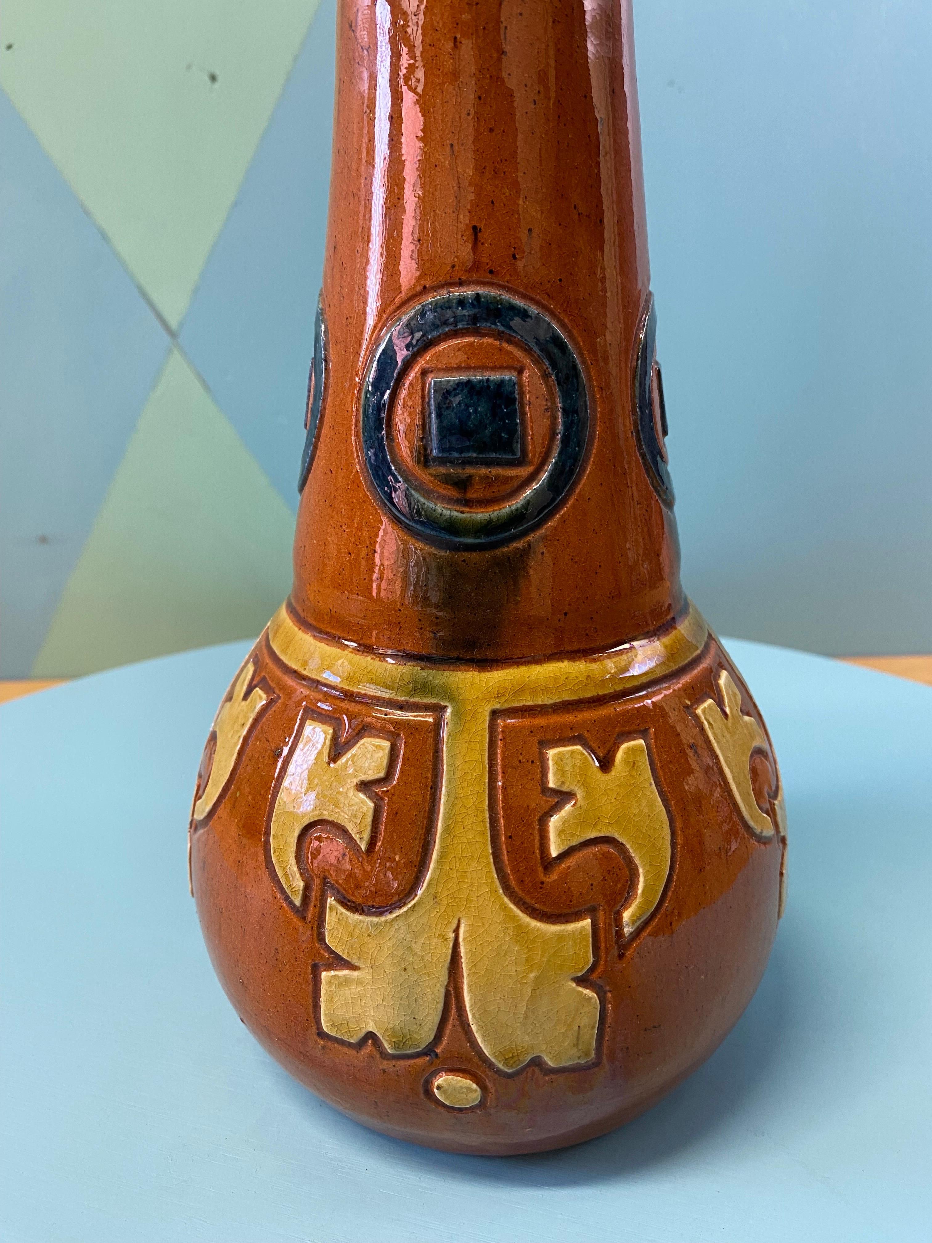 Antique Art Nouveau Torhout Flemish Belgian Earthenware Pottery In Good Condition For Sale In Melbourne, AU