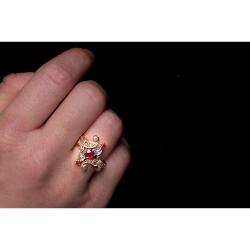 For Sale:  Antique Art Nouveau Tourmaline Rose Cut Diamond Ring, Antique Tourmaline Ring 2