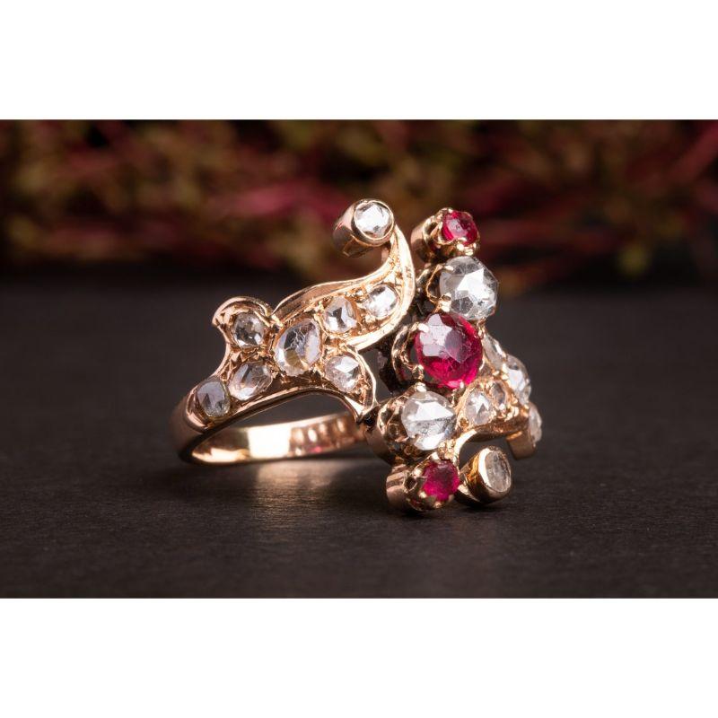 For Sale:  Antique Art Nouveau Tourmaline Rose Cut Diamond Ring, Antique Tourmaline Ring 3