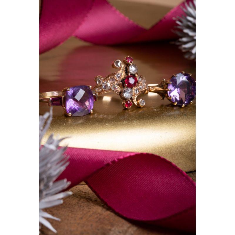 For Sale:  Antique Art Nouveau Tourmaline Rose Cut Diamond Ring, Antique Tourmaline Ring 8