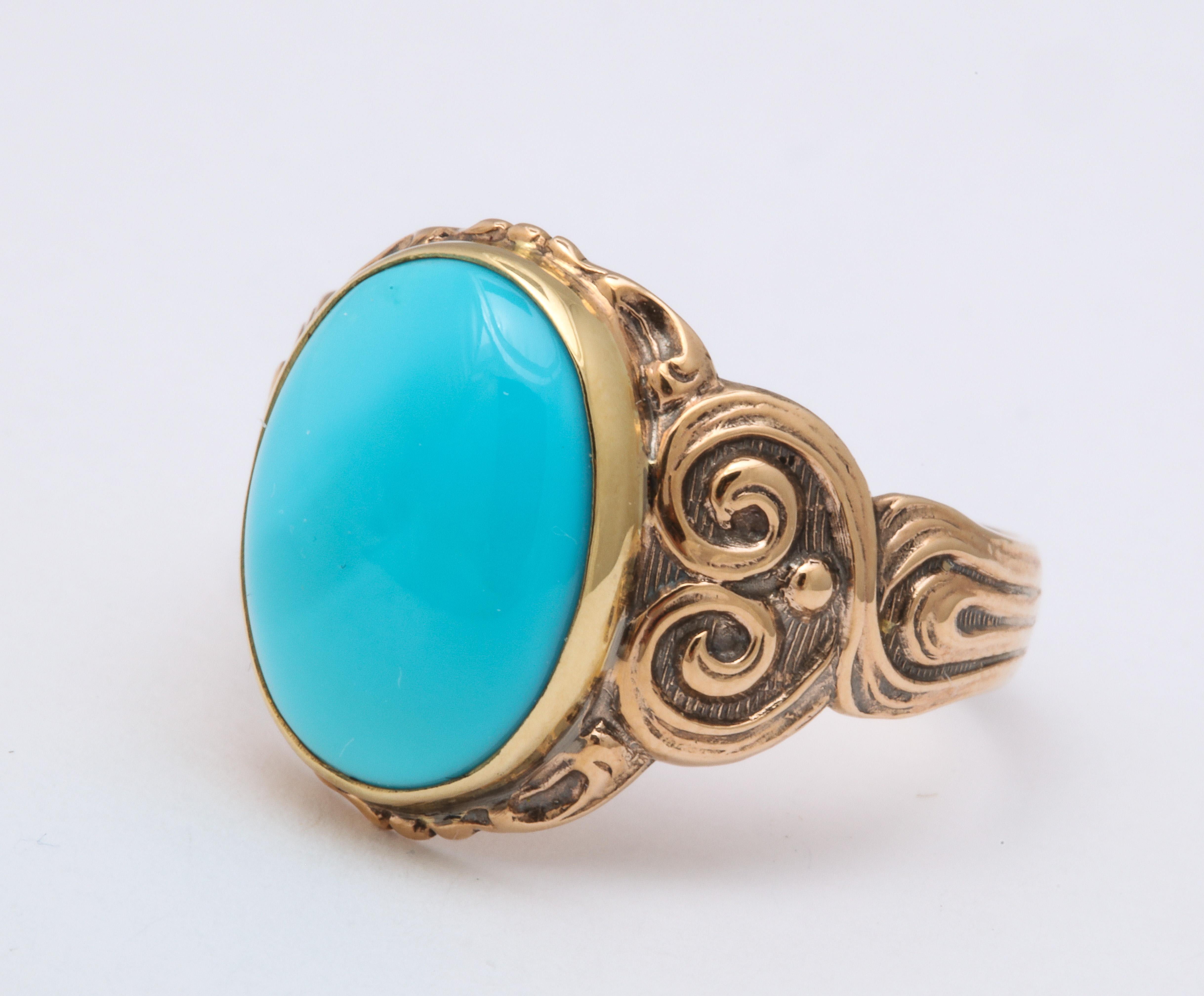 antique gold turquoise ring