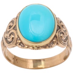 Antique Art Nouveau Turquoise Gold Ring