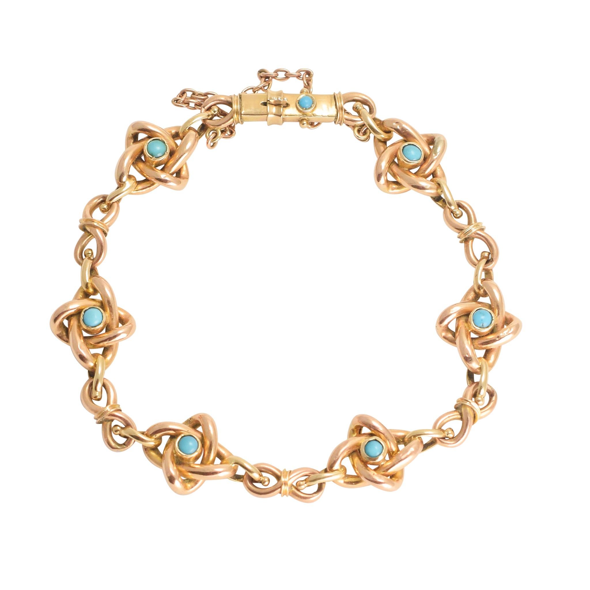 Antique Art Nouveau Turquoise Infinity Bracelet